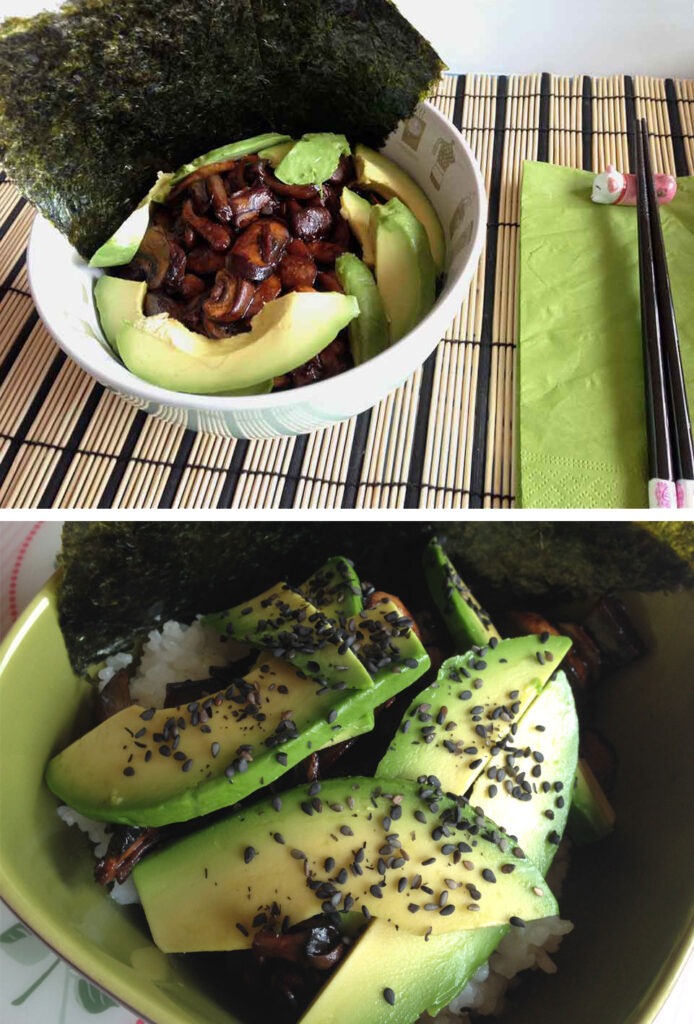 Arroz sushi aguacate y shiitake2